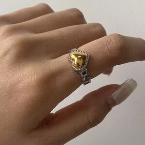 SIZE 7 | 18K Gold Plated Two Tone Heart Ring